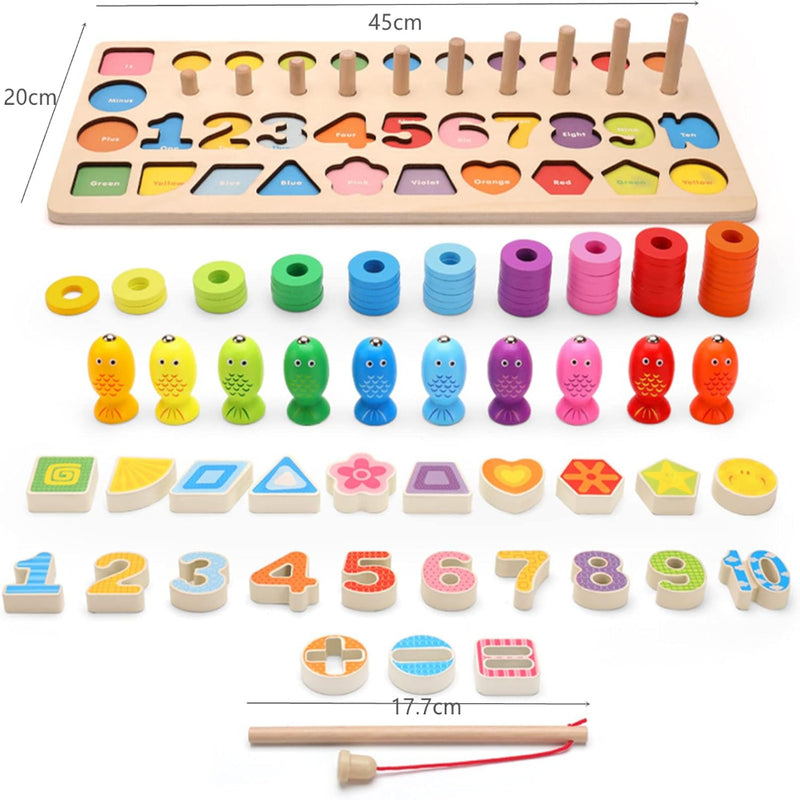 Open Ended 5 in 1 Wooden Number Learning Board