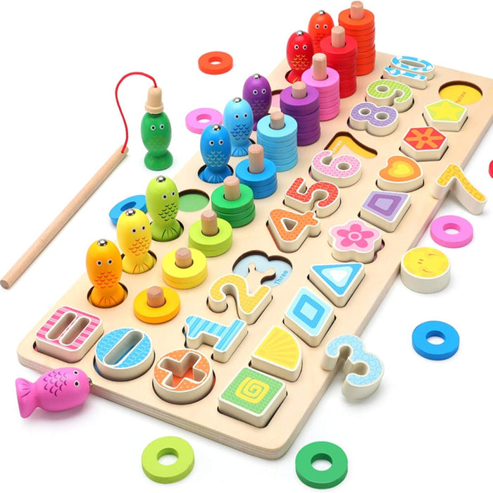 Open Ended 5 in 1 Wooden Number Learning Board-Learning & Education-Open Ended-Toycra