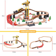 Open Ended 72PCS Tower Crane Wooden Train Set (Motorised Train)