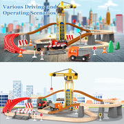 Open Ended 72PCS Tower Crane Wooden Train Set (Motorised Train)