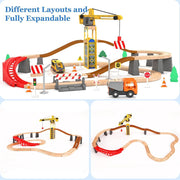 Open Ended 72PCS Tower Crane Wooden Train Set (Motorised Train)