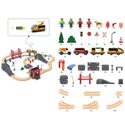 Open Ended 72pcs Wooden Fire Station Train Set (Motorised Train)