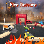 Open Ended 72pcs Wooden Fire Station Train Set (Motorised Train)