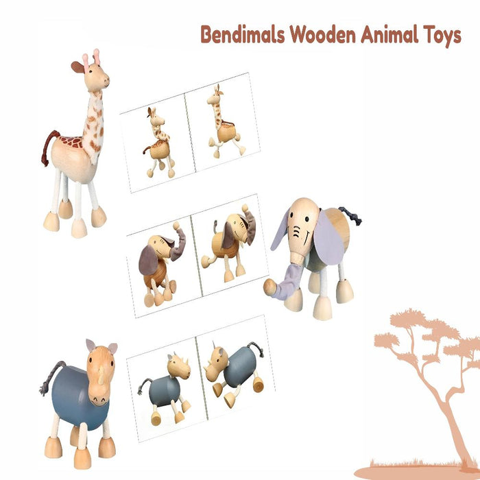 Open Ended Bendimals - Flexible Wooden Animals (Each Sold Separately)-Vehicles-Open Ended-Toycra