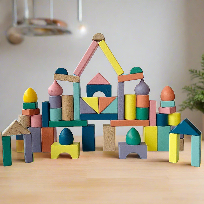 Open Ended Build It Up - 100 Pcs Wooden Blocks Set