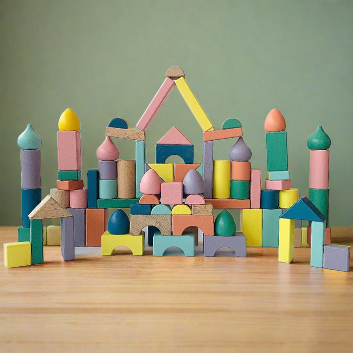 Open Ended Build It Up 100 Pcs Wooden Blocks Set — Toycra