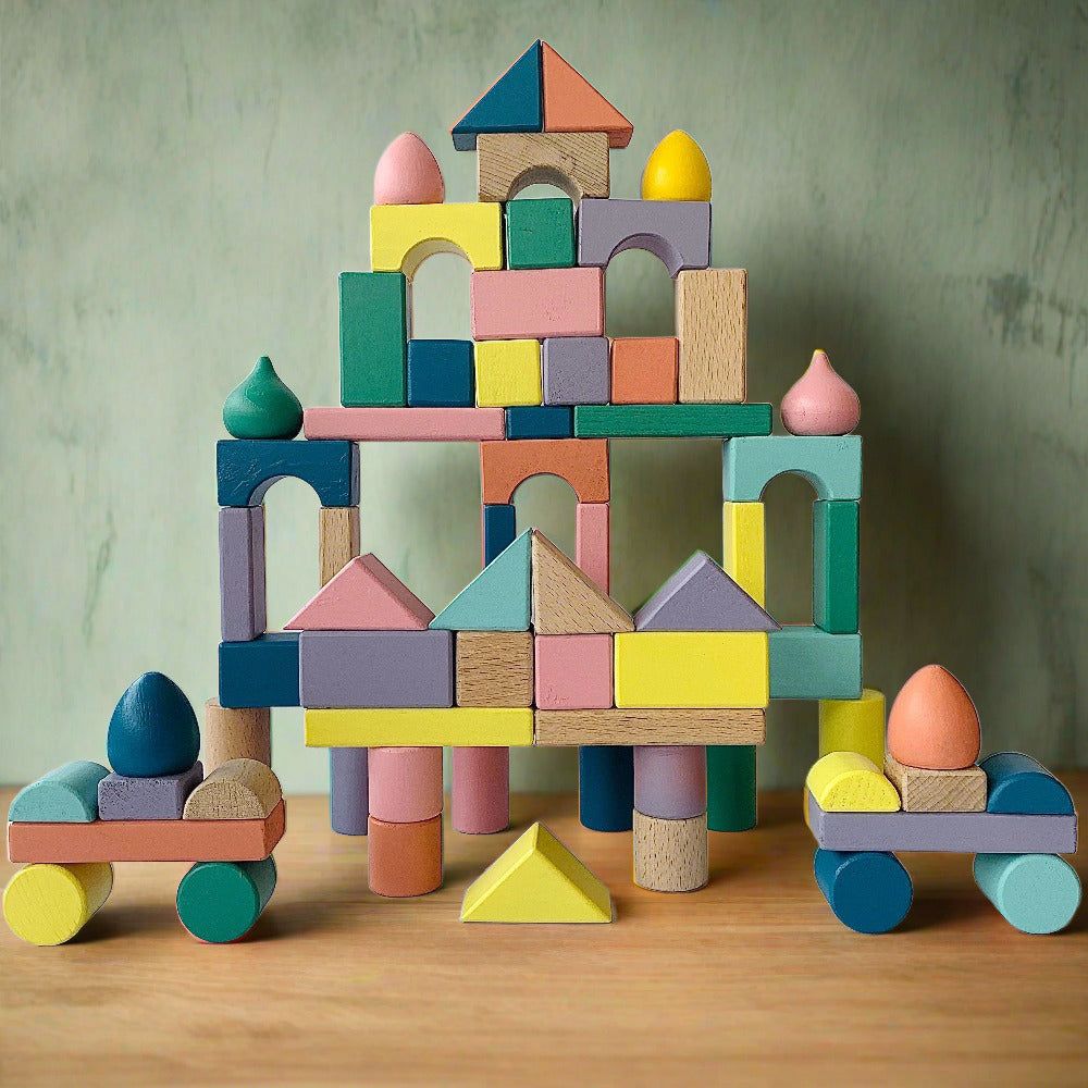 Open Ended Build It Up 100 Pcs Wooden Blocks Set