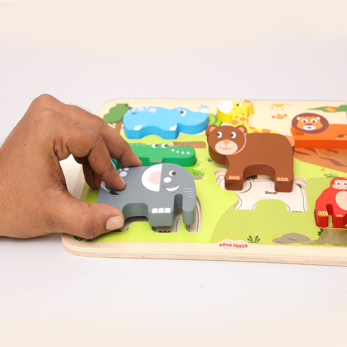 Open Ended Chunky Puzzle New Design- Animals (Includes - 7 Chunky self ...