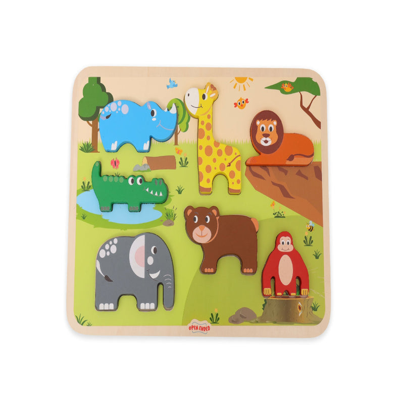 Open Ended Chunky Puzzle New Design- Animals (Includes - 7 Chunky self standing Animals)