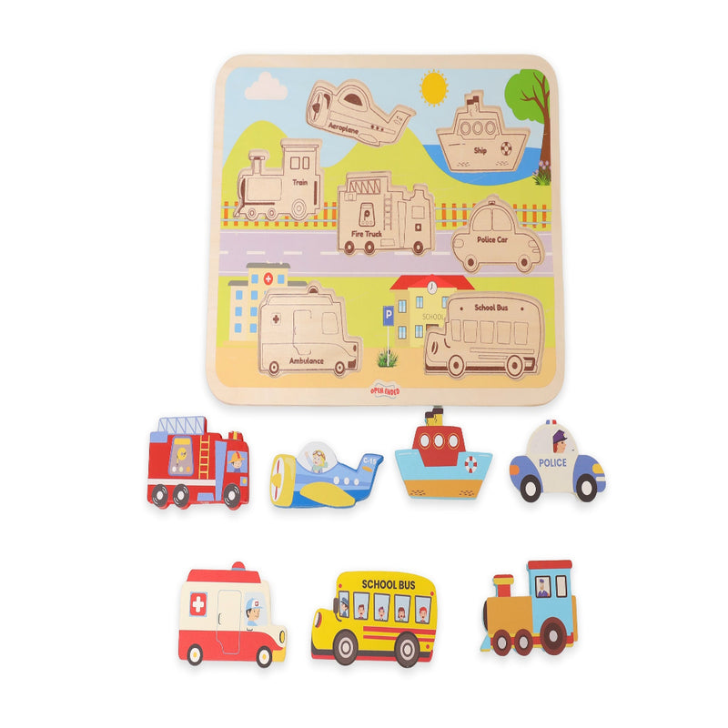 Open Ended Chunky Puzzle New Design - Vehicles (Includes - 7 Chunky self standing Vehicles)