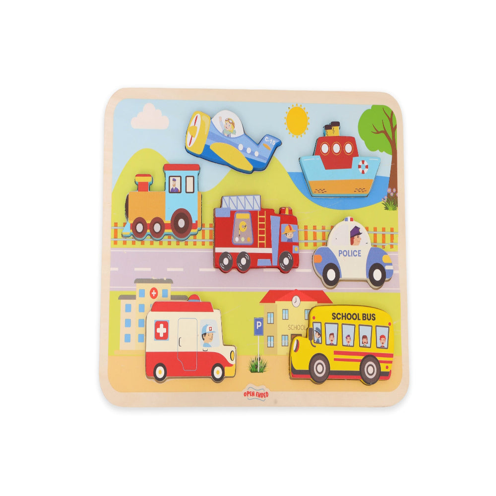Open Ended Chunky Puzzle New Design - Vehicles (Includes - 7 Chunky self standing Vehicles)