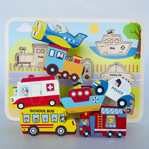 Open Ended Chunky Puzzle New Design - Vehicles-Puzzles-Open Ended-Toycra