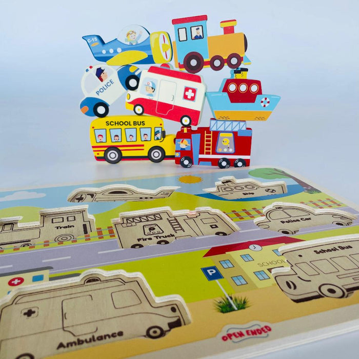 Open Ended Chunky Puzzle New Design - Vehicles-Puzzles-Open Ended-Toycra