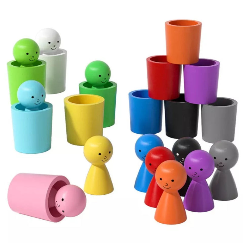 Open Ended Colour Sorting Cups with Peg dolls