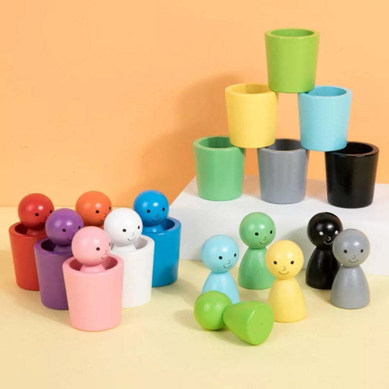 Open Ended Colour Sorting Cups with Peg dolls