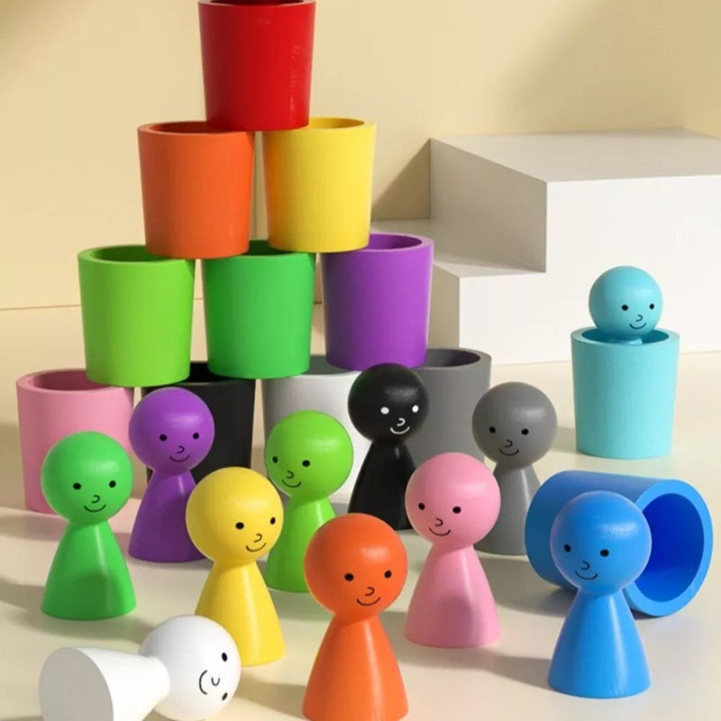 Open Ended Colour Sorting Cups with Peg dolls