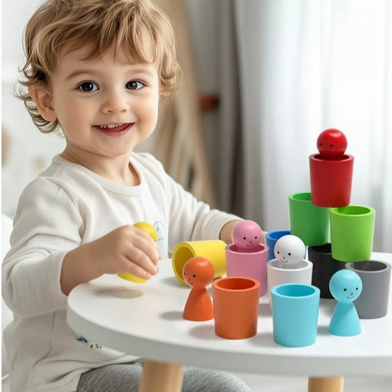 Open Ended Colour Sorting Cups with Peg dolls