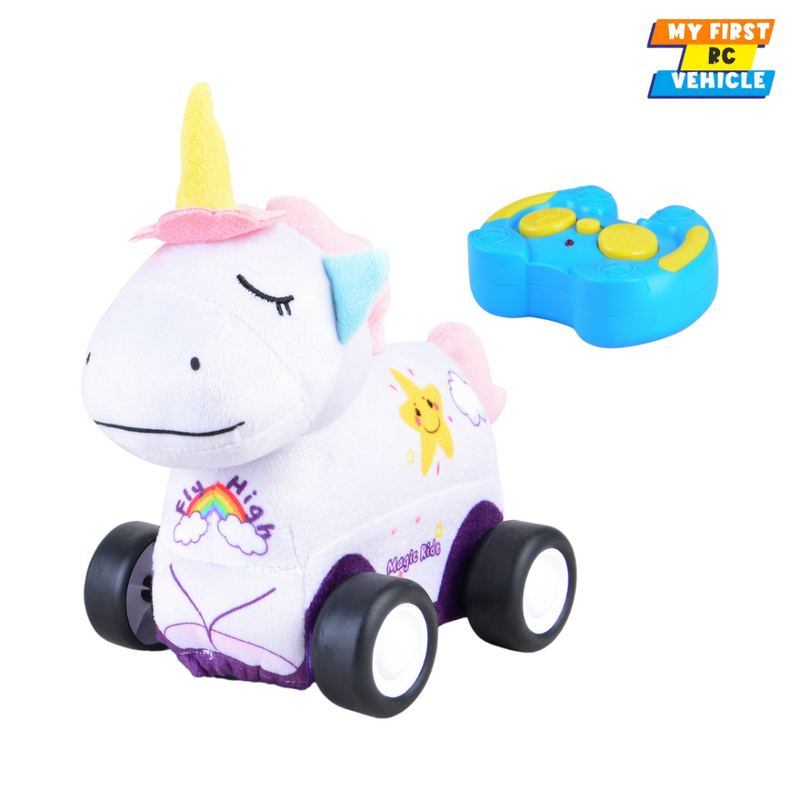 Open Ended Cuddle Wheels Unicorn Plush Remote Control Car