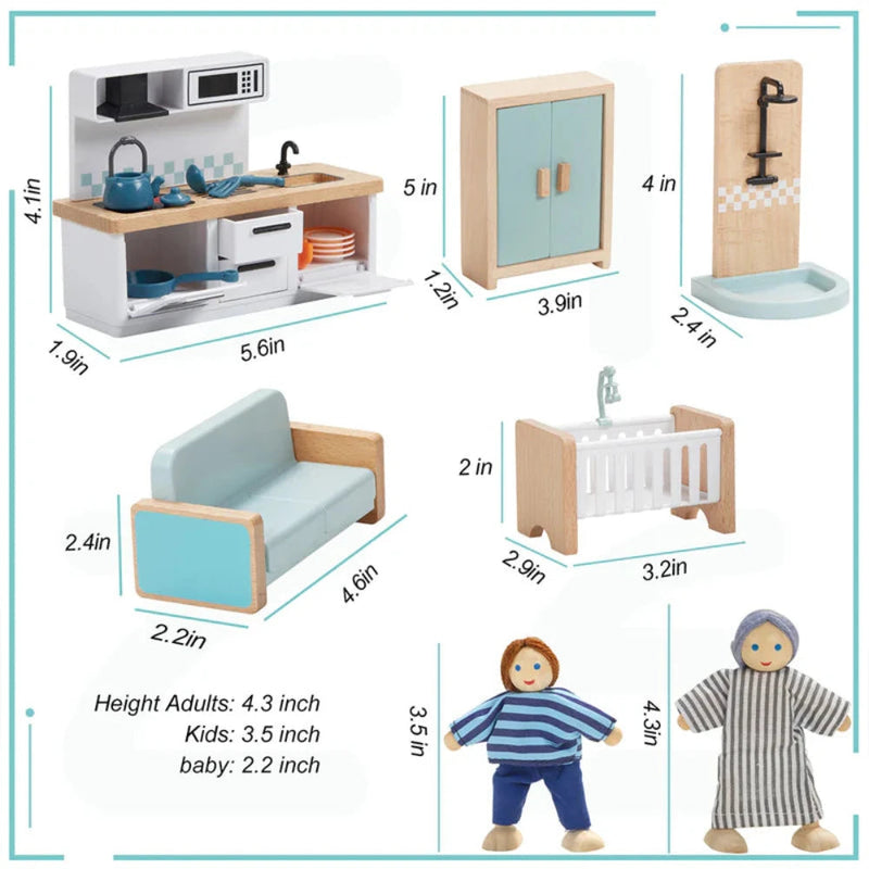 Open Ended Dollhouse Furniture Set - Blue