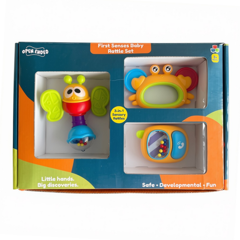Open Ended First Senses Baby Rattle -3 pcs Set