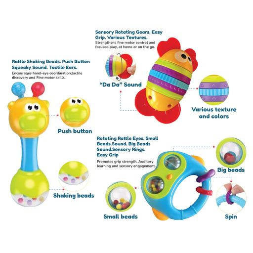 Open Ended First Senses Baby Rattle -3 pcs Set-Active Play-Open Ended-Toycra