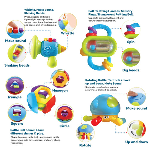 Open Ended First Senses Baby Rattle - 4 pcs Set-Active Play-Open Ended-Toycra
