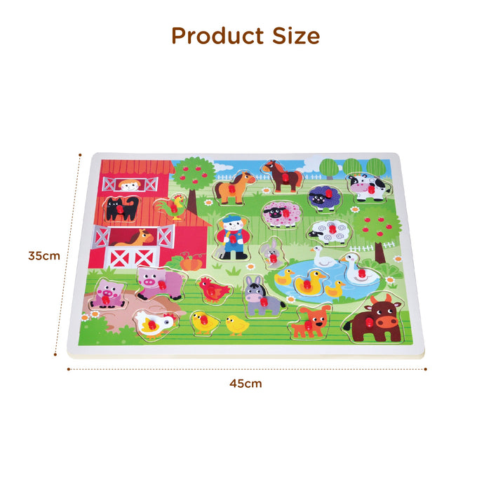 Open Ended Giant Peg Puzzle - Farm Animals-Puzzles-Open Ended-Toycra