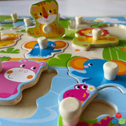 Open Ended Giant Peg Puzzle - Jungle Animals