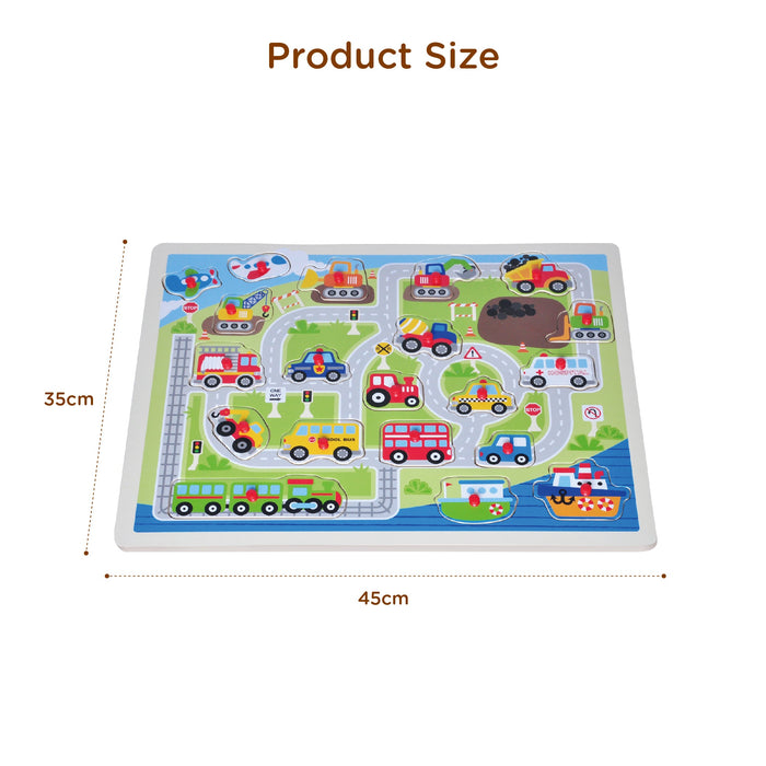 Open Ended Giant Peg Puzzle - Vehicles-Puzzles-Open Ended-Toycra