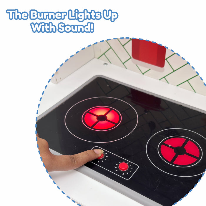 Open Ended Modern Kitchen Set with Lights & Sound -(12 Accessories included)-Pretend Play-Open Ended-Toycra