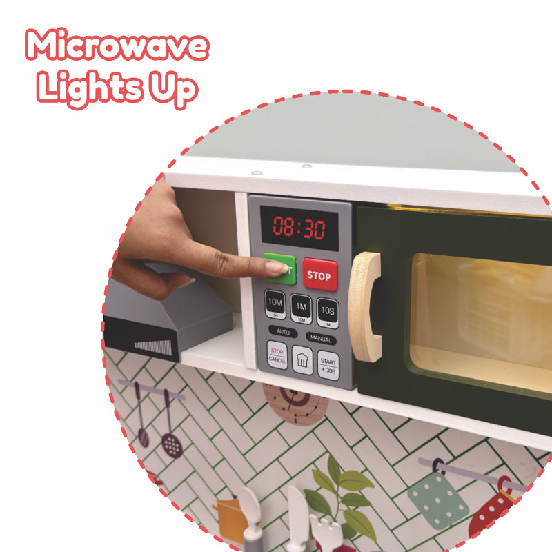 Open Ended Modern Kitchen Set with Lights & Sound -(12 Accessories included)