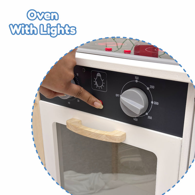 Open Ended Modern Kitchen Set with Lights & Sound -(12 Accessories included)