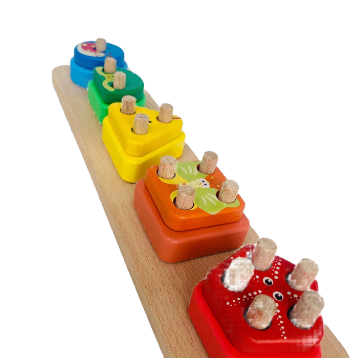 Open Ended Montessori Multi Peg Shape Stacker-Motor Skills-Open Ended-Toycra