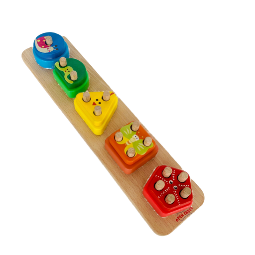 Open Ended Montessori Multi Peg Shape Stacker-Motor Skills-Open Ended-Toycra