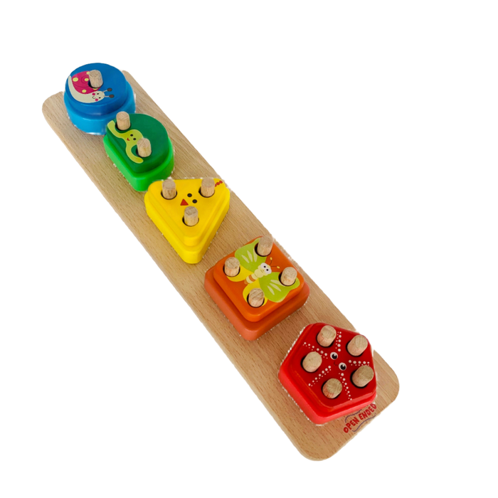 Open Ended Montessori Multi Peg Shape Stacker-Motor Skills-Open Ended-Toycra