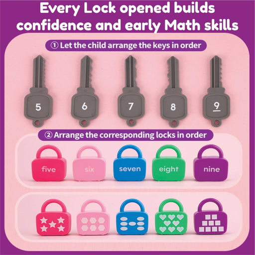 Open Ended Montessori Number Lock & Key Toy (20 pcs)-Learning & Education-Open Ended-Toycra