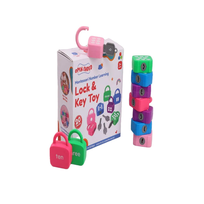 Open Ended Montessori Number Lock & Key Toy (20 pcs)-Learning & Education-Open Ended-Toycra