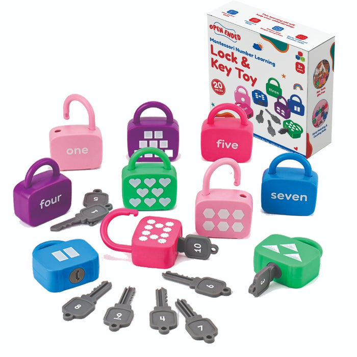Lock Pin Toy Open Ended Montessori Number Lock & Key Toy (20 pcs) — Toycra