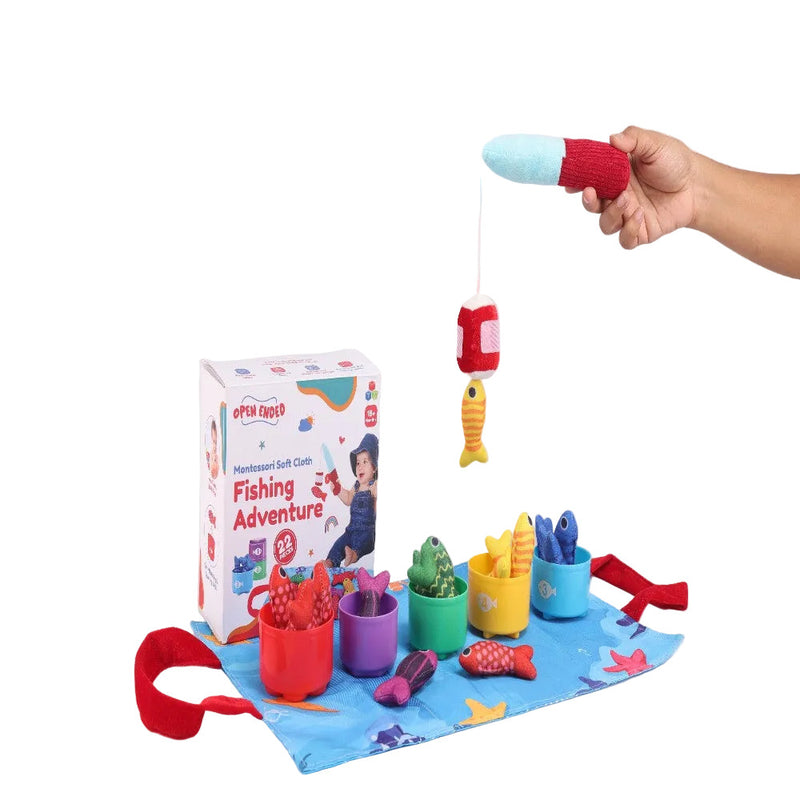 Open Ended Montessori Soft Cloth Fishing Adventure Set (22 Pcs)