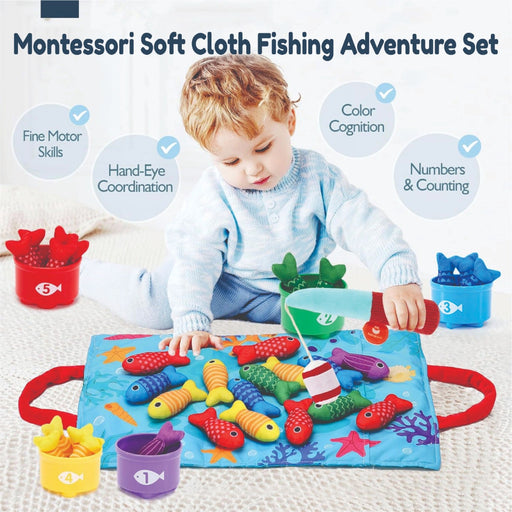 Open Ended Montessori Soft Cloth Fishing Adventure Set (22 Pcs)-Early Learning-Open Ended-Toycra