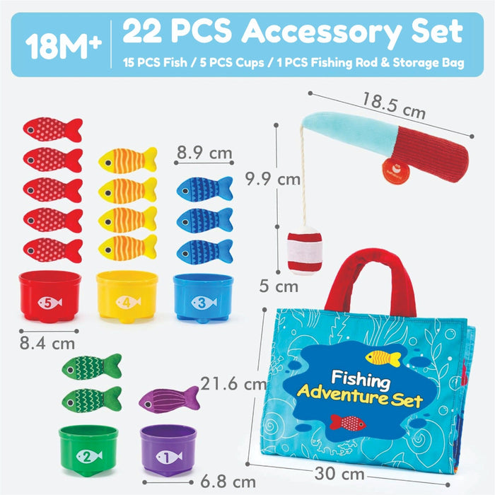 Open Ended Montessori Soft Cloth Fishing Adventure Set (22 Pcs)-Early Learning-Open Ended-Toycra
