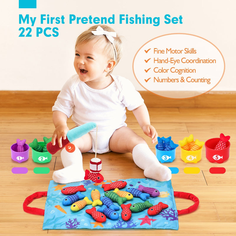 Open Ended Montessori Soft Cloth Fishing Adventure Set (22 Pcs)