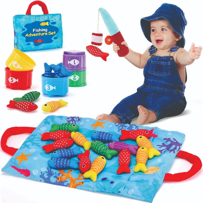 Open Ended Montessori Soft Cloth Fishing Adventure Set (22 Pcs)-Early Learning-Open Ended-Toycra
