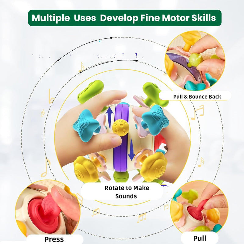 Open Ended Multi Activity Teether Ball -Montessori Multi Sensory Teething Rattle Toddler Toys