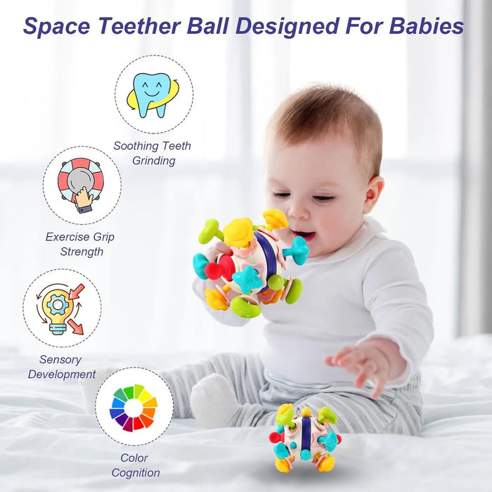 Open Ended Multi Activity Teether Ball -Montessori Multi Sensory Teething Rattle Toddler Toys-Infant Toys-Open Ended-Toycra