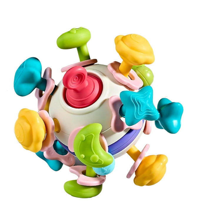 Open Ended Multi Activity Teether Ball -Montessori Multi Sensory Teething Rattle Toddler Toys-Infant Toys-Open Ended-Toycra