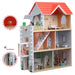 Open Ended Red Roof Wooden Dollhouse with Furniture Set-Pretend Play-Open Ended-Toycra