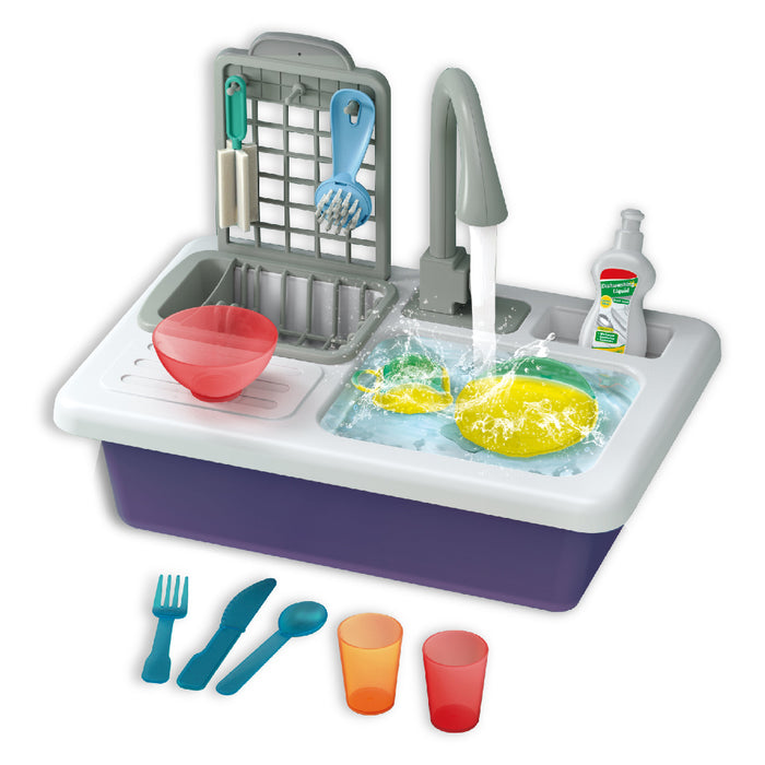 Open Ended Smart Wash Kitchen Sink (Automatic Running Water + Colour Changing Utensils)-Pretend Play-Open Ended-Toycra