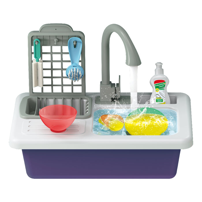 Open Ended Smart Wash Kitchen Sink (Automatic Running Water + Colour Changing Utensils)-Pretend Play-Open Ended-Toycra