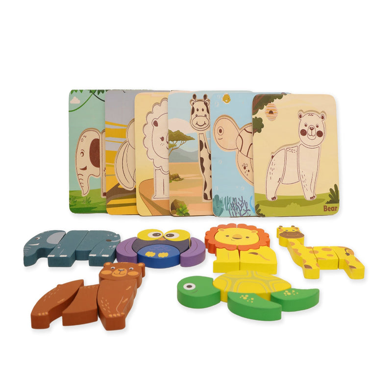 Open Ended Toddler's First 6 In 1 Puzzle - Animals (6 puzzles, 27 pcs)
